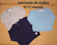 Camisolas de malha, tamanho 9/12 meses.
Preço: