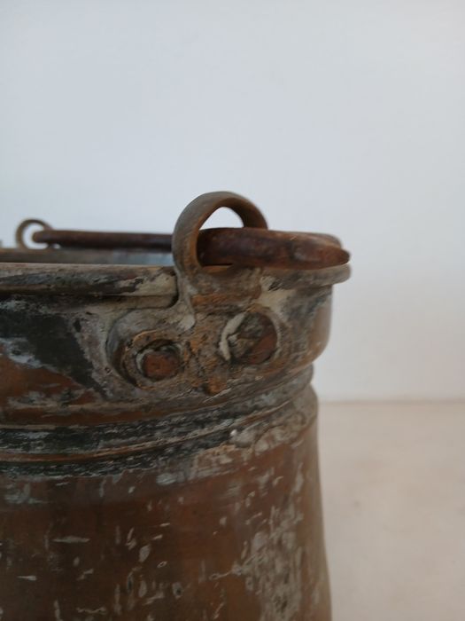 Balde metal cobre estanhado