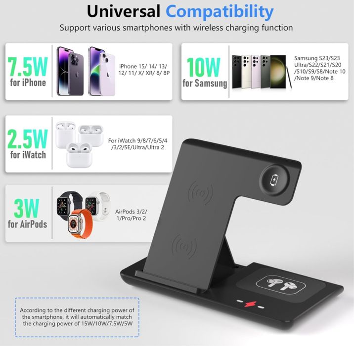 Carregador sem dios 3 em 1