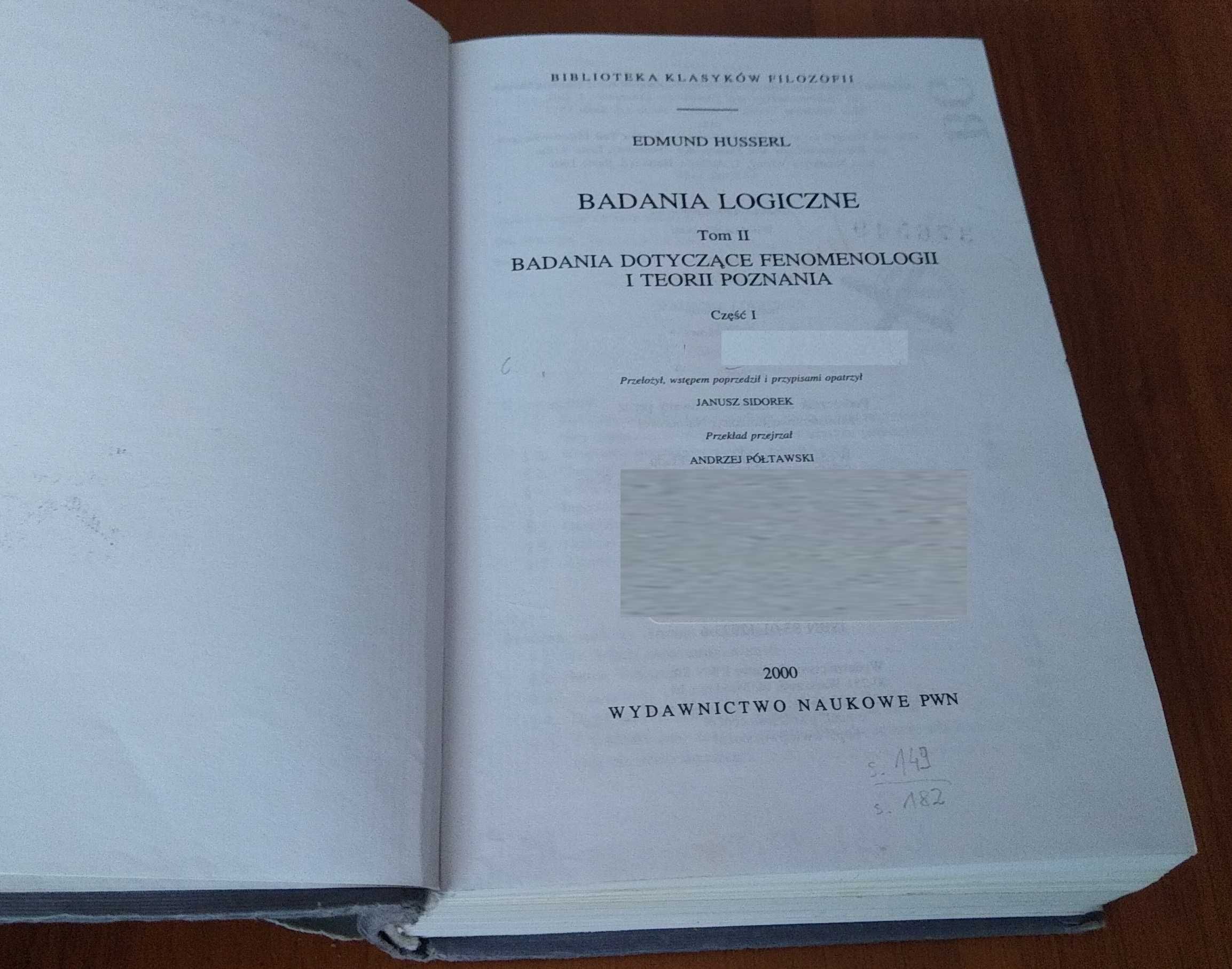 Badania logiczne dotyczące fenomenologii i teorii poznania 1 Husserl