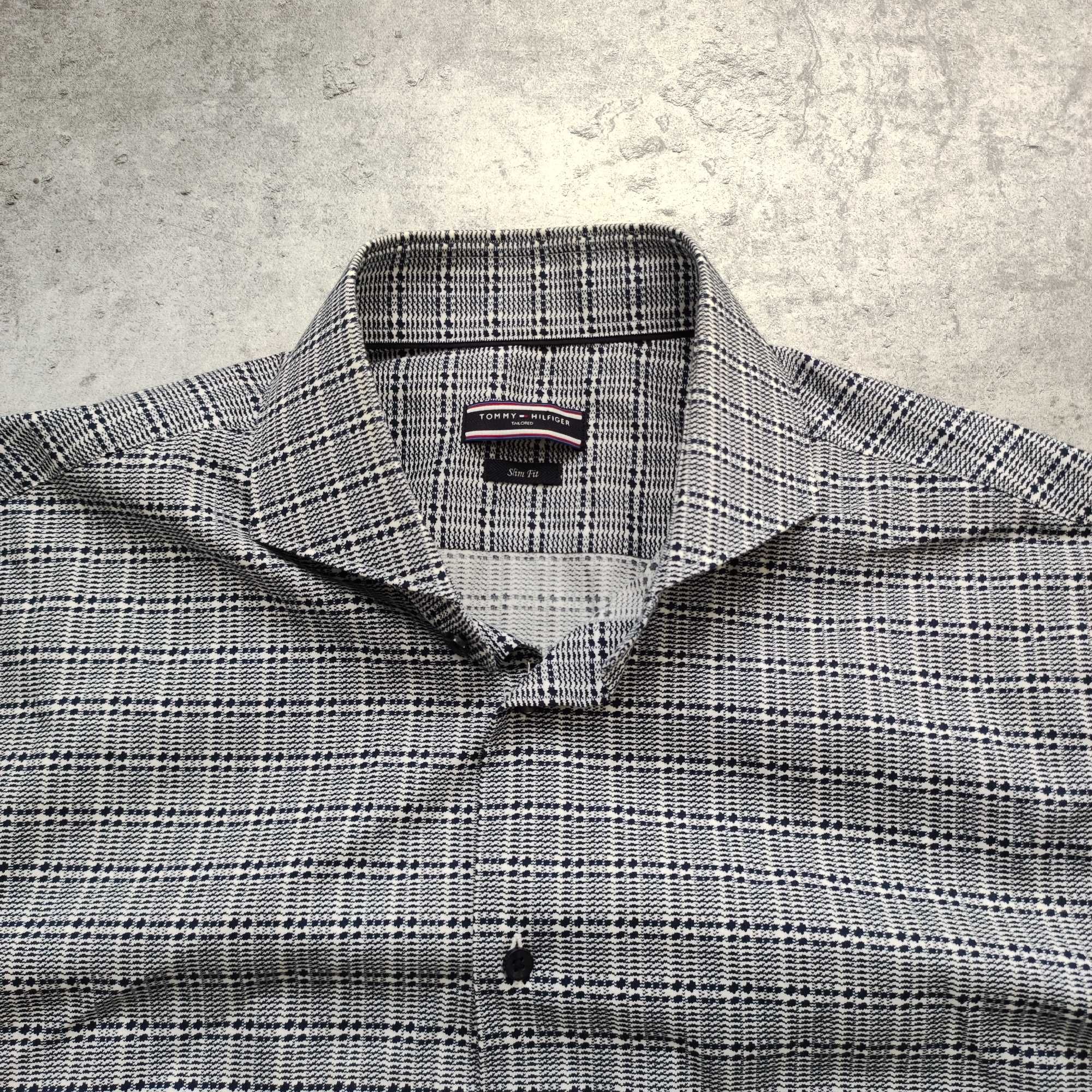 MĘSKA Elegancka PREMIUM Koszula Drobna Kratka Tommy Hilfiger Bawełna