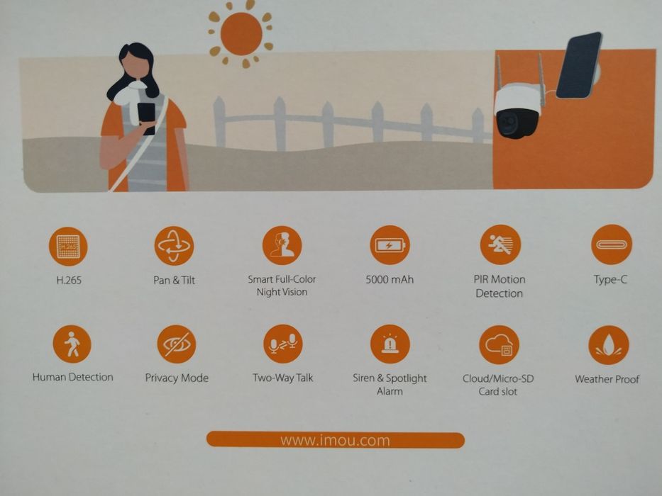 5МР/3K Відеокамера Imou Cell PT 2C 5МП Wi-Fi + акум + СОНЯЧНА ПАНЕЛЬ