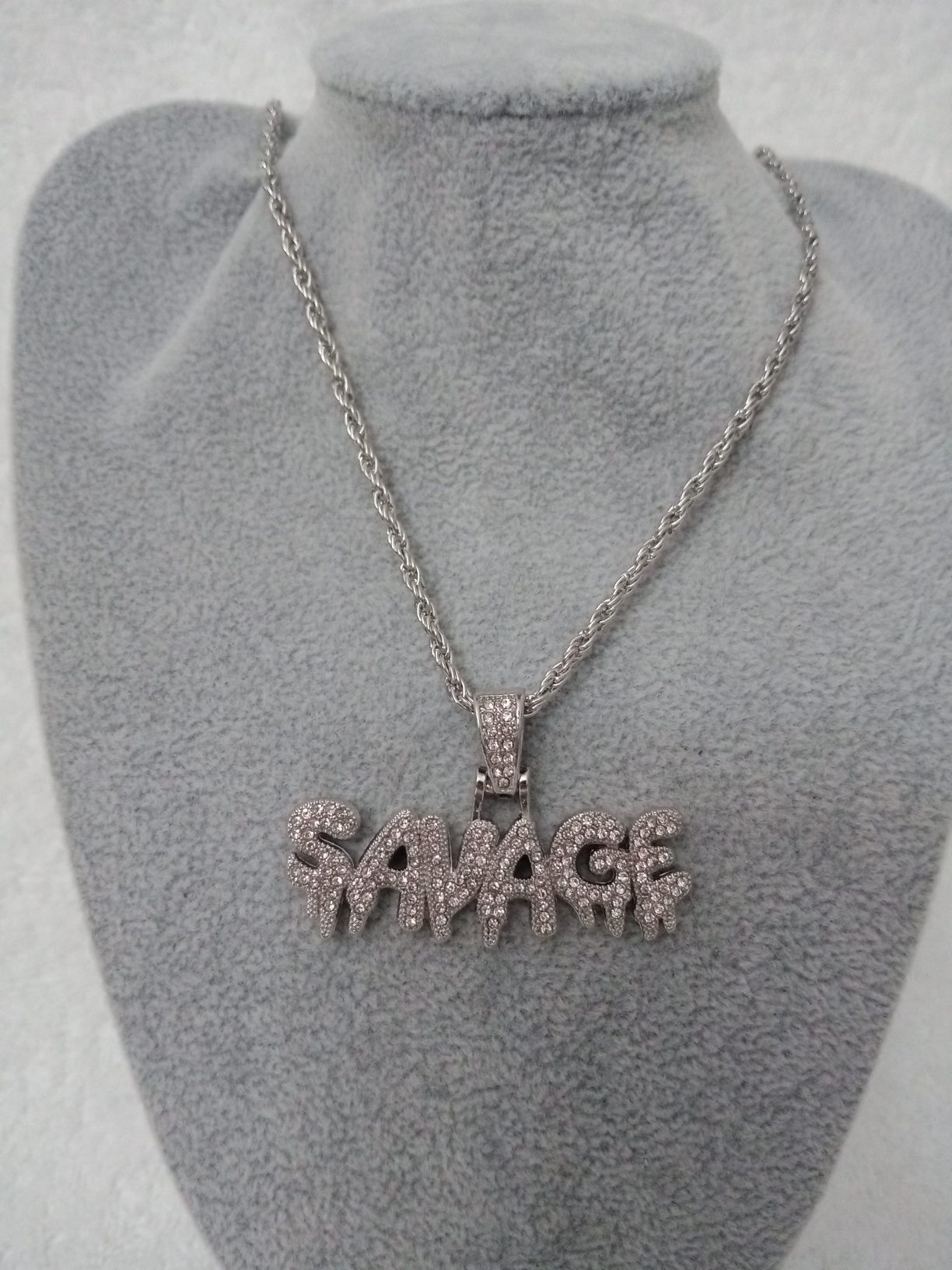 Naszyjnik chain savage modny stylowy vintage retro y2k srebrny