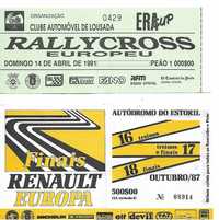 Bilhetes de automobilismo/motocross dos anos 80-Raros II