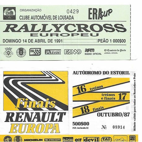 Bilhetes de automobilismo/motocross dos anos 80-Raros II