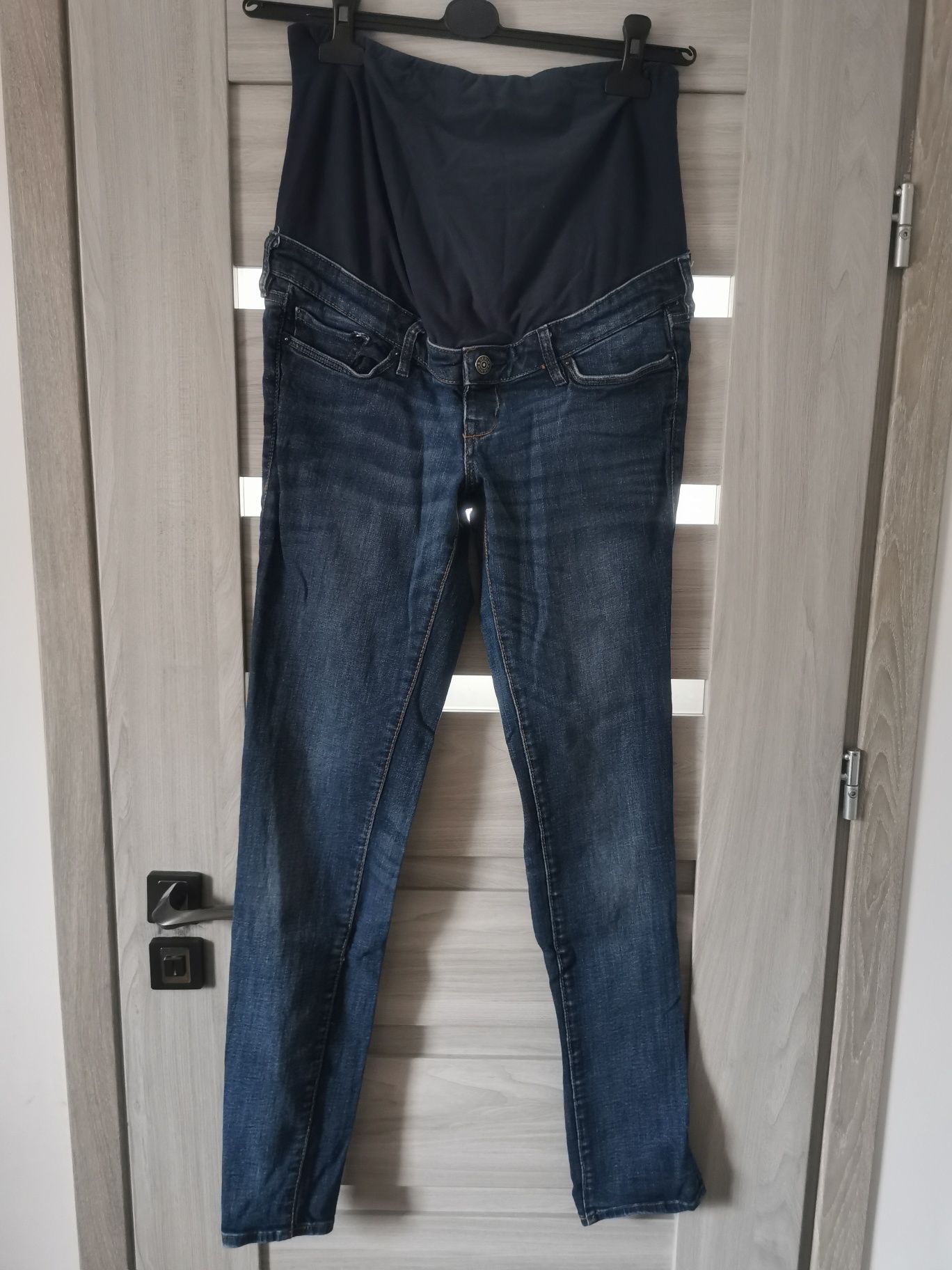 Spodnie jeansy ciążowe H&M Mama rurki skinny High Rib 40 L stretch