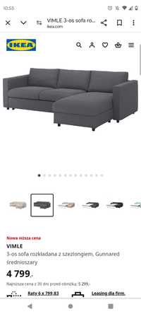 Narożnik, sofa, szezlong VIMLE
3-os sofa rozkładana IKEA