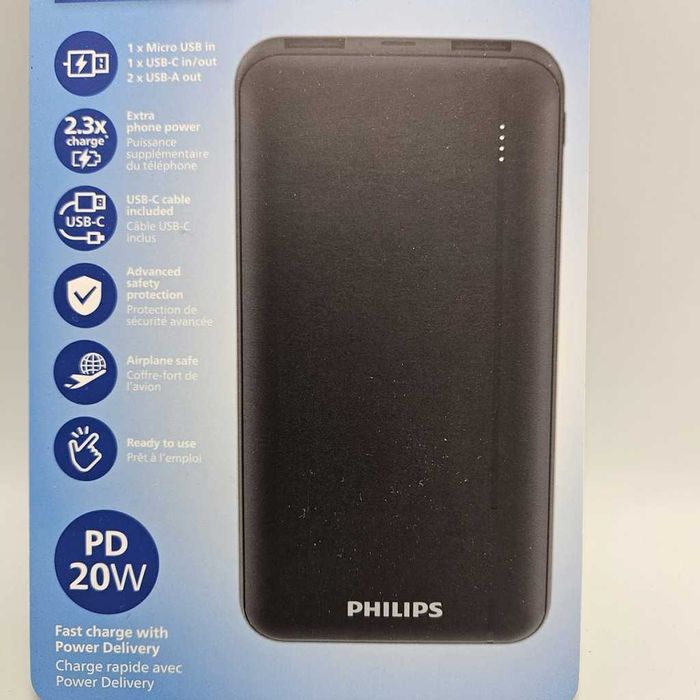 Power bank 10000mAh 2xUSB czarny Philips