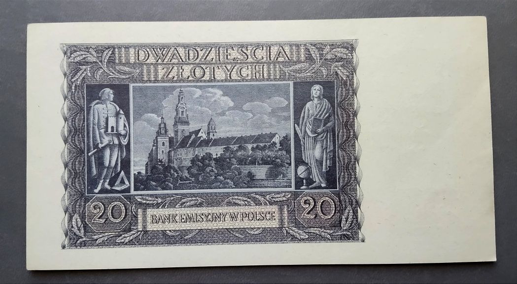 Banknot 20 złotych 1940 złotych seria K.