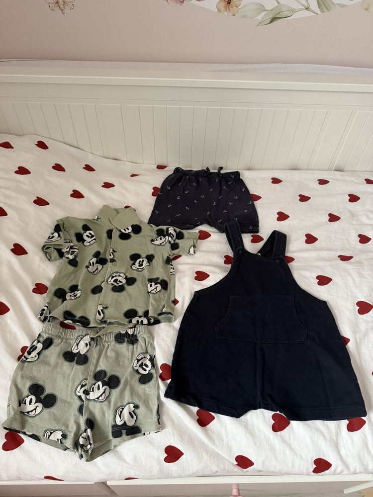 Szorty 92 h&m, ogrodniczki h&m 98