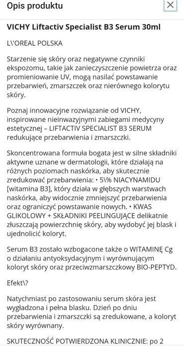 Vichy B3 serum na przebarwienia i zmarszczki