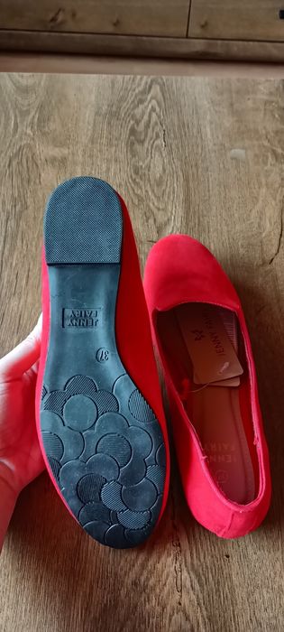 Czerwone zamszowe baleriny 37