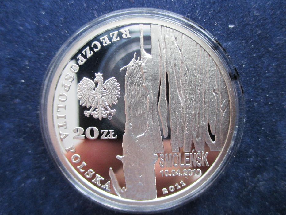 Srebrna moneta 20 zł z 2011 r. Smoleńsk.