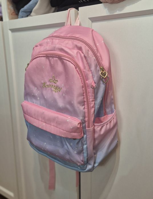Plecak szkolny dla dziewczynki dwukolorowy tornister, różowo turkusowy