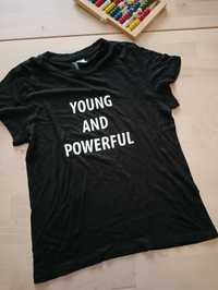 Czarna bluzka koszulka z krótkim rękawem t-shirt h&m 36 S 164 young