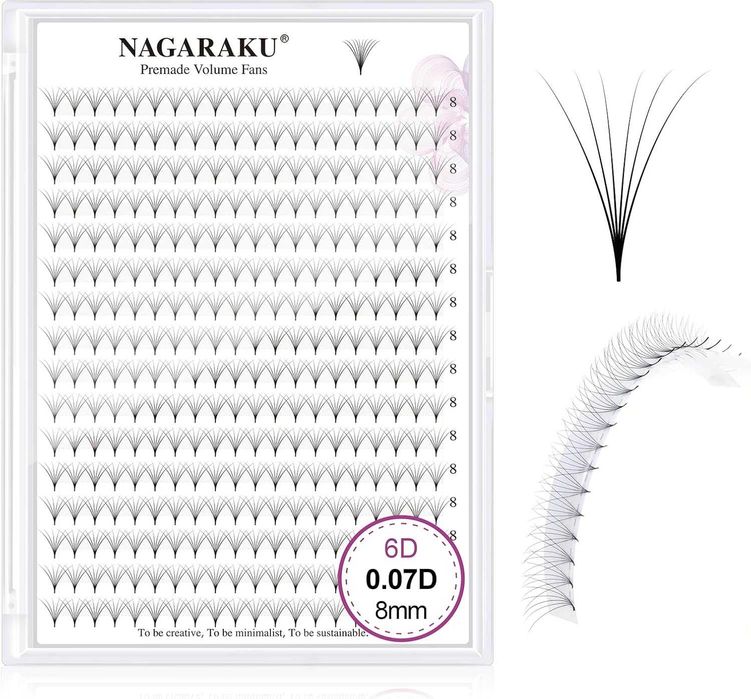 NAGARAKU Przedłużanie Rzęs 6D 0.07 D Curl 8mm
