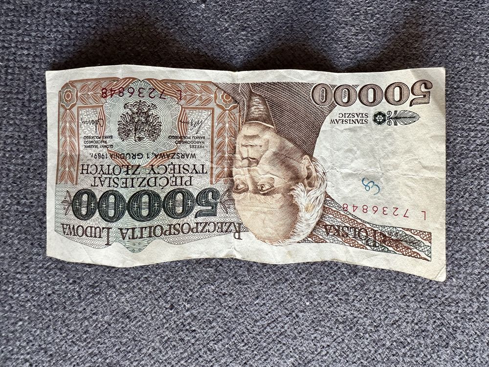 Banknot 50000 zł (1989) - Stanisław Staszic z seria L