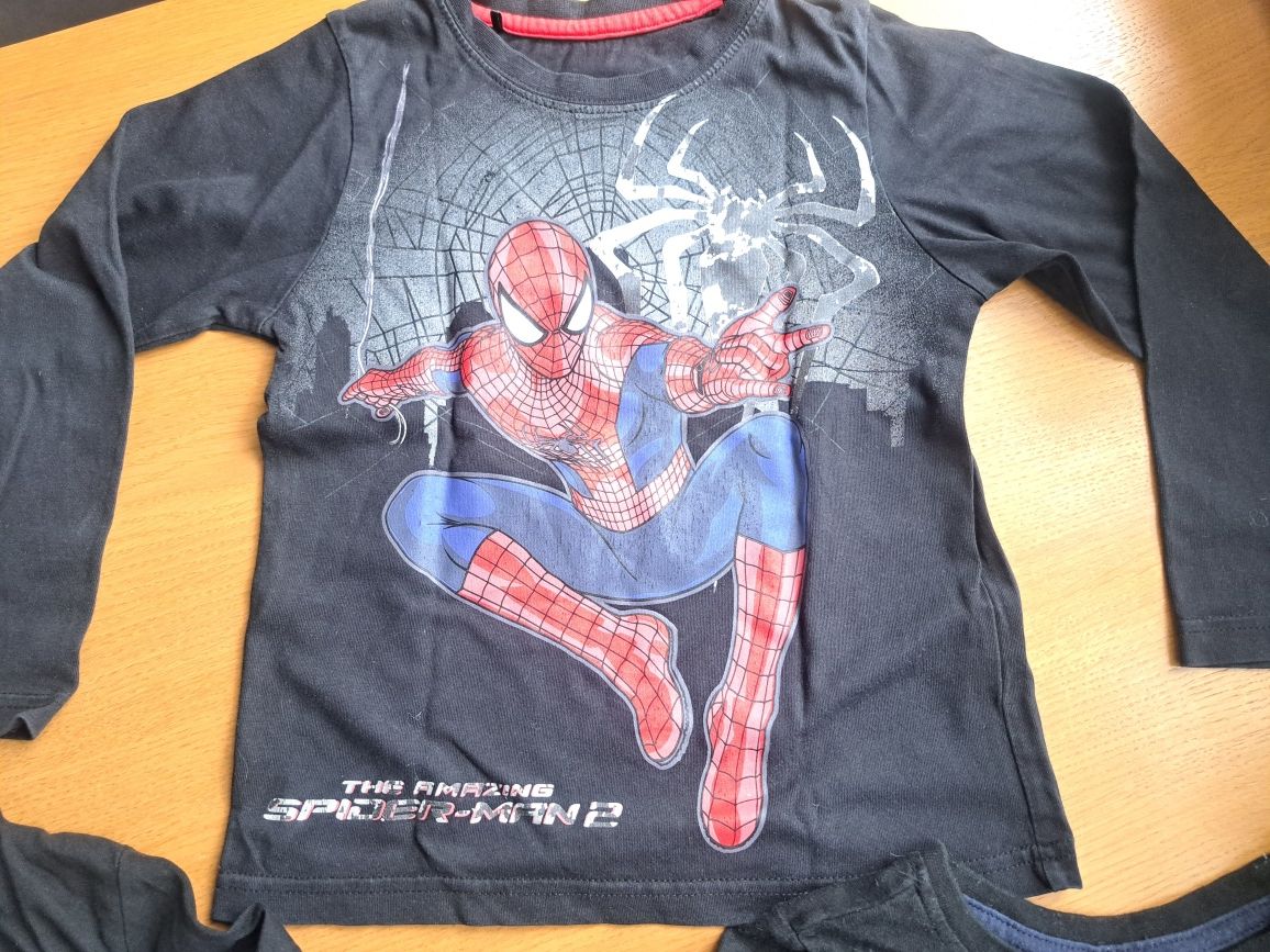 Zestaw 3 koszulek z długim rękawem r. 104 Spider-Man,wyścigówka,bałwan
