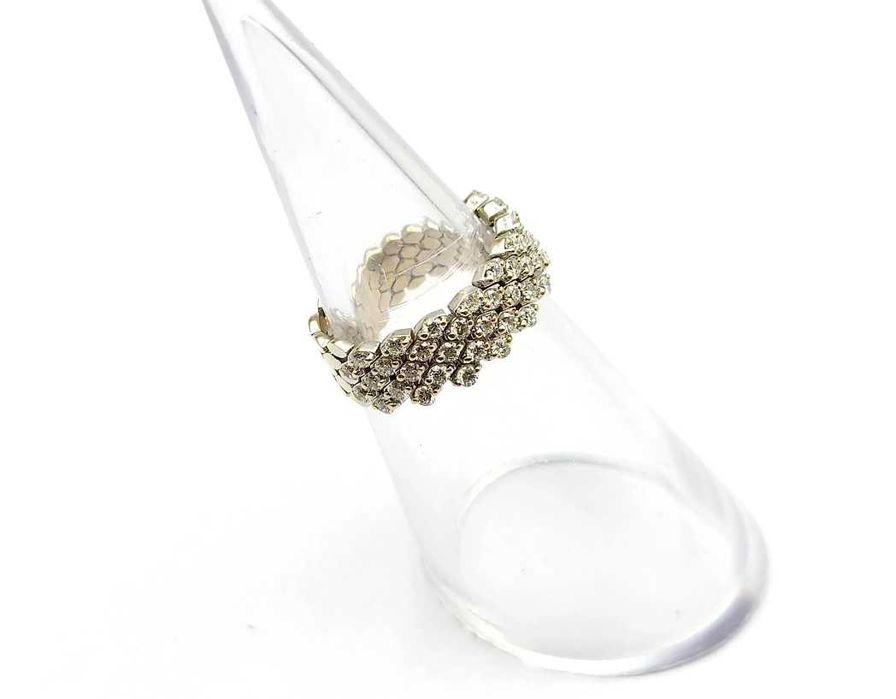 Złoty Łańcuszkowy Pierścionek 750 Z BRYLANTAMI 1,1CT r18 CERTYFIKAT