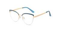 Oprawki okulary turkusowe niebieskie kocie oczy metalowe  cateye zylka
