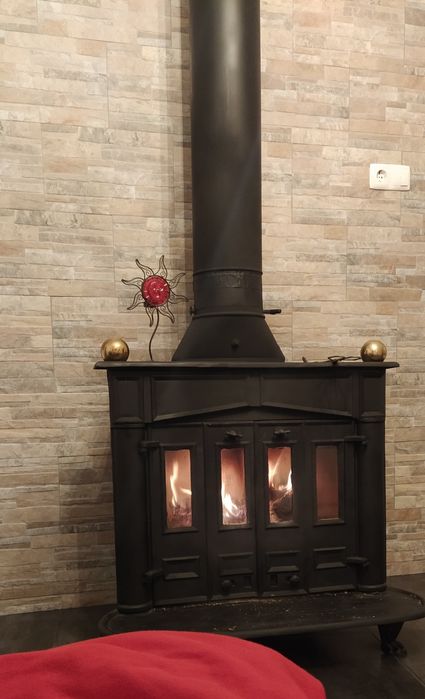 Salamandra em ferro fundido a lenha