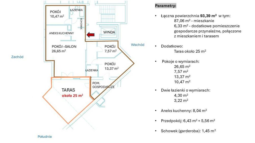 Mieszkanie z dużym tarasem, 4 pokoje, 93 m2, Borek Fałęcki