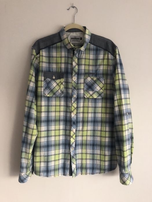 Męska koszula w kratę niebieska zielona Mish Mash ZARA