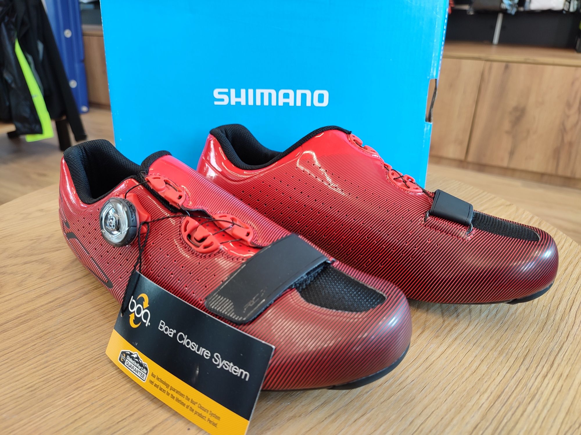 Nowe buty szosowe Shimano SH-RC700, szosa, triathlon, czerwone