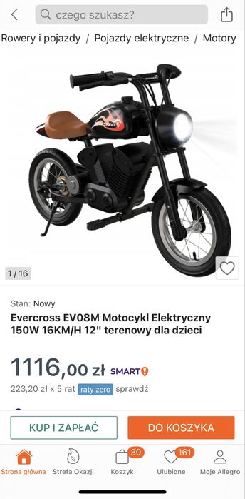 Motocykl elektryczny dla dzieci! Motor zamiast auto, samochód, pojazd
