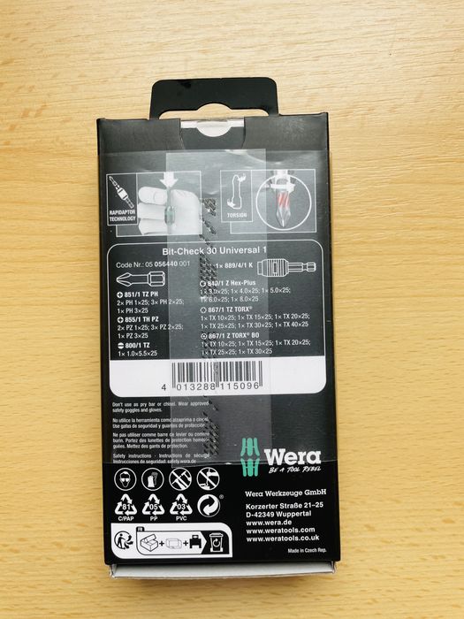 Асортимент біт Wera з нержавіючої сталі BC 30