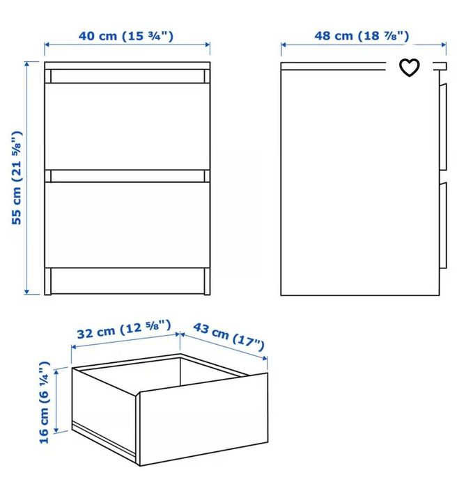 Mesa cabeceira 2 gavetas