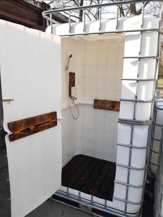 Prysznic mobilny z mauzera IBC–łazienka kempingowa na działkę i budowę