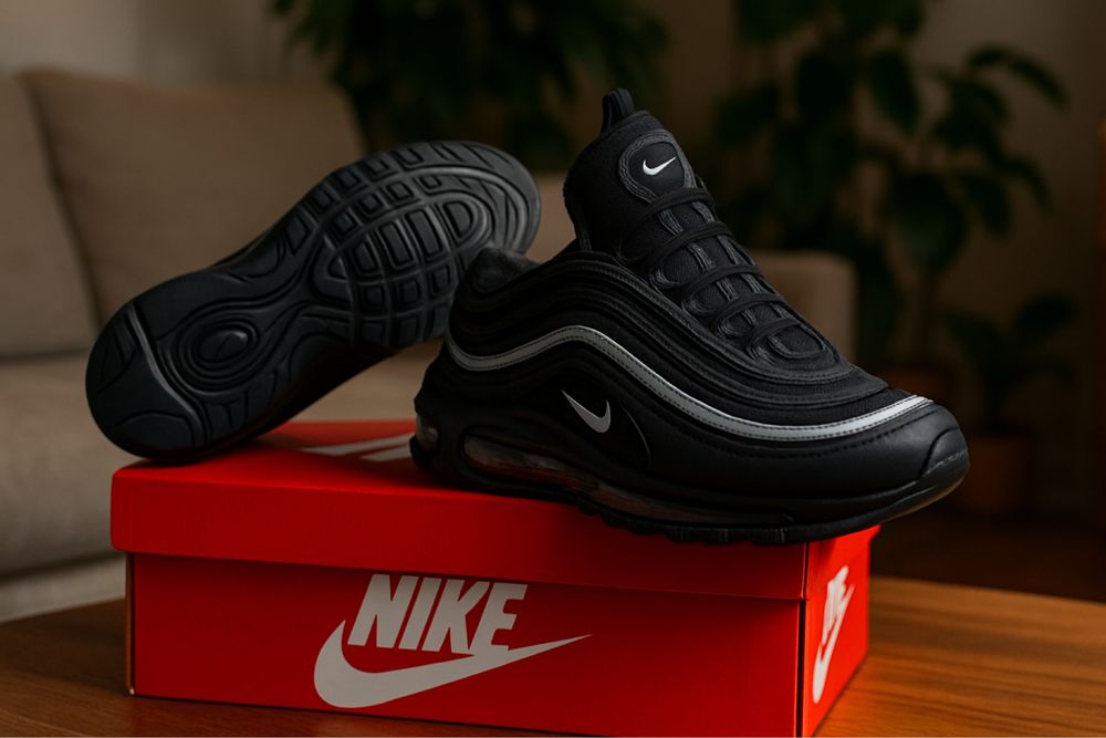 Чоловічі кросівки Nike Air Max 97 чорні з сірою вставкою