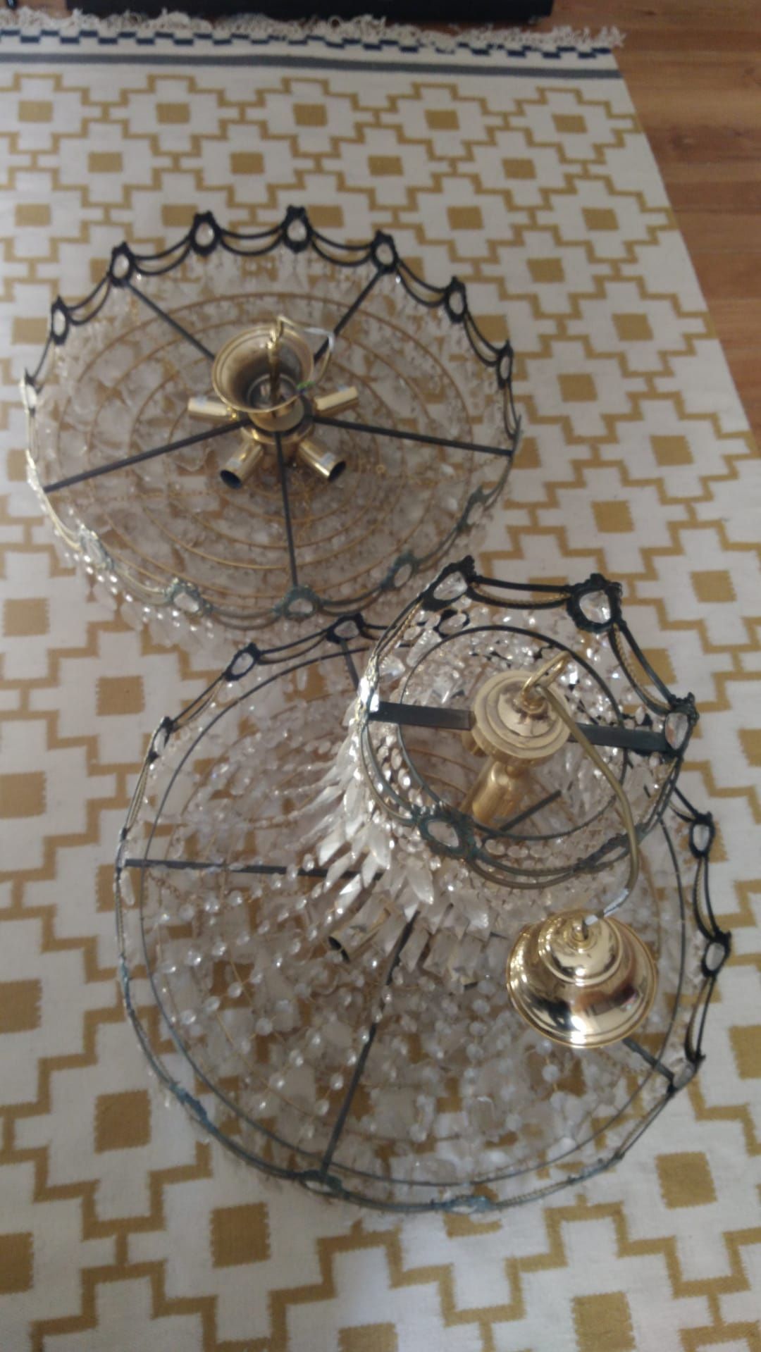 Conjunto 2 candelabros/candeeiros em cristal como novos