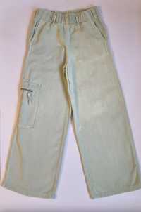 Spodnie zielone z szerokimi nogawkami dla dziewczynki rozmiar 140 Zara