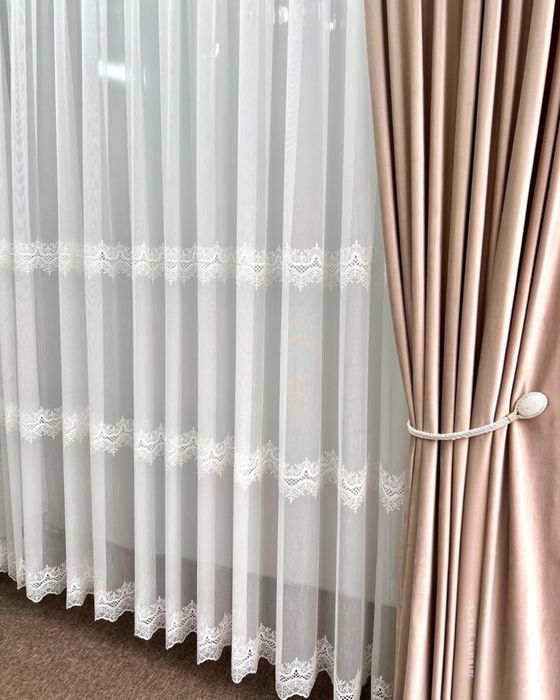 Тюль бамбук з вишивкою, гардины фіранки турецька, штори