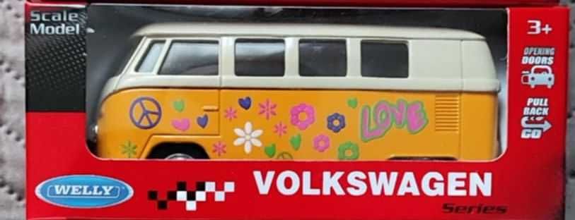 Welly VW Volkswagen T1  nowy model w pudełku 1/34-1/39 Hipis pomarańcz