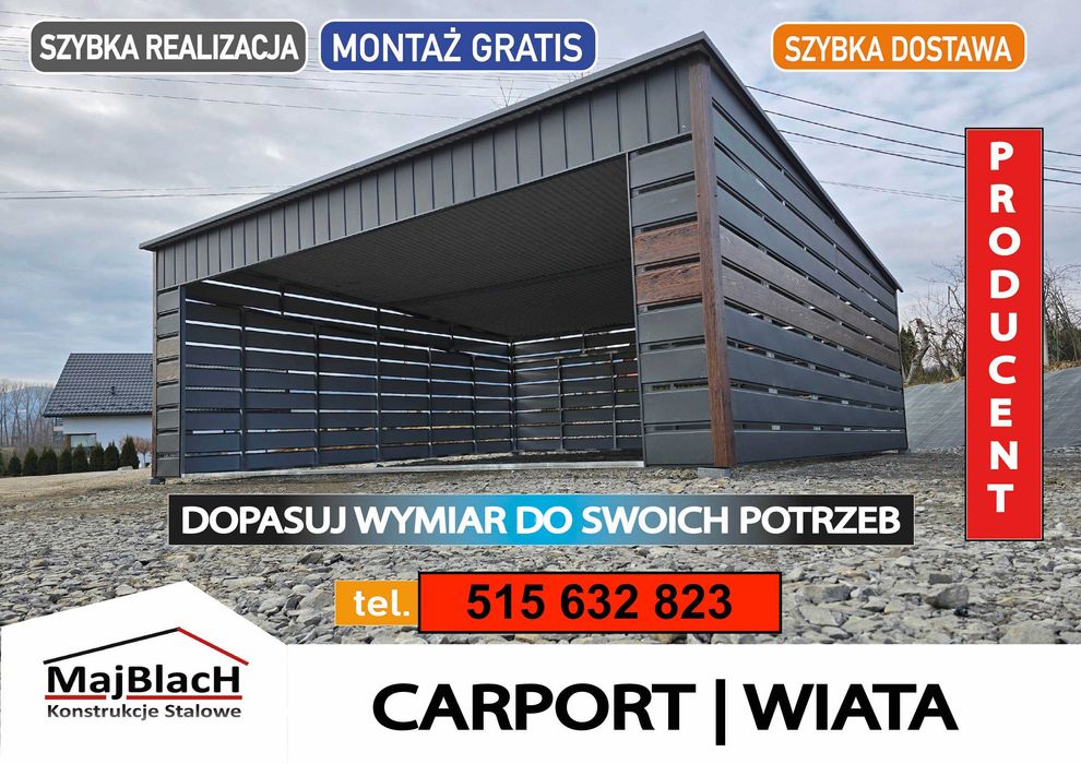 Garaż Blaszany/CARPORT/- ALTANA /PROFIL/Wiata Samochodowa  - Maj-Blach