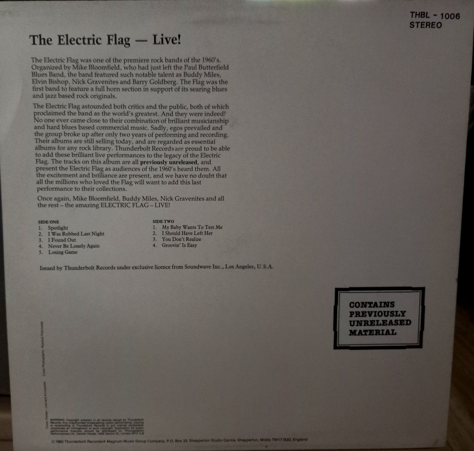 The Electric Flag Groovin'IsEasy LP Winyl 1983 UK EX