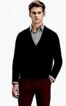 Czarny welniany sweter meski serek rozpinany Lavard welna L 40