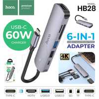 Хаб Hoco HB28 6in1 HUB HDMI 4k переходник MacBook air pro xiaomi samsu