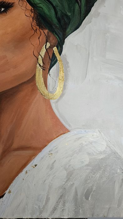 Obraz ręcznie malowany – "Królowa Zieleni" | Akryl na płótnie 80x70 cm