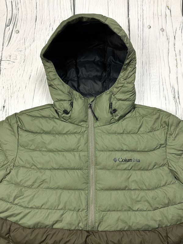 Columbia Powder Lite Ocieplana Kurtka Anorak Męska Logo na Piersi r. M