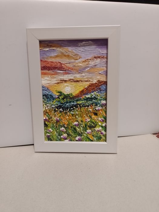 Obraz olejny w miniaturze w ramce 12.5 x 17.5 cm