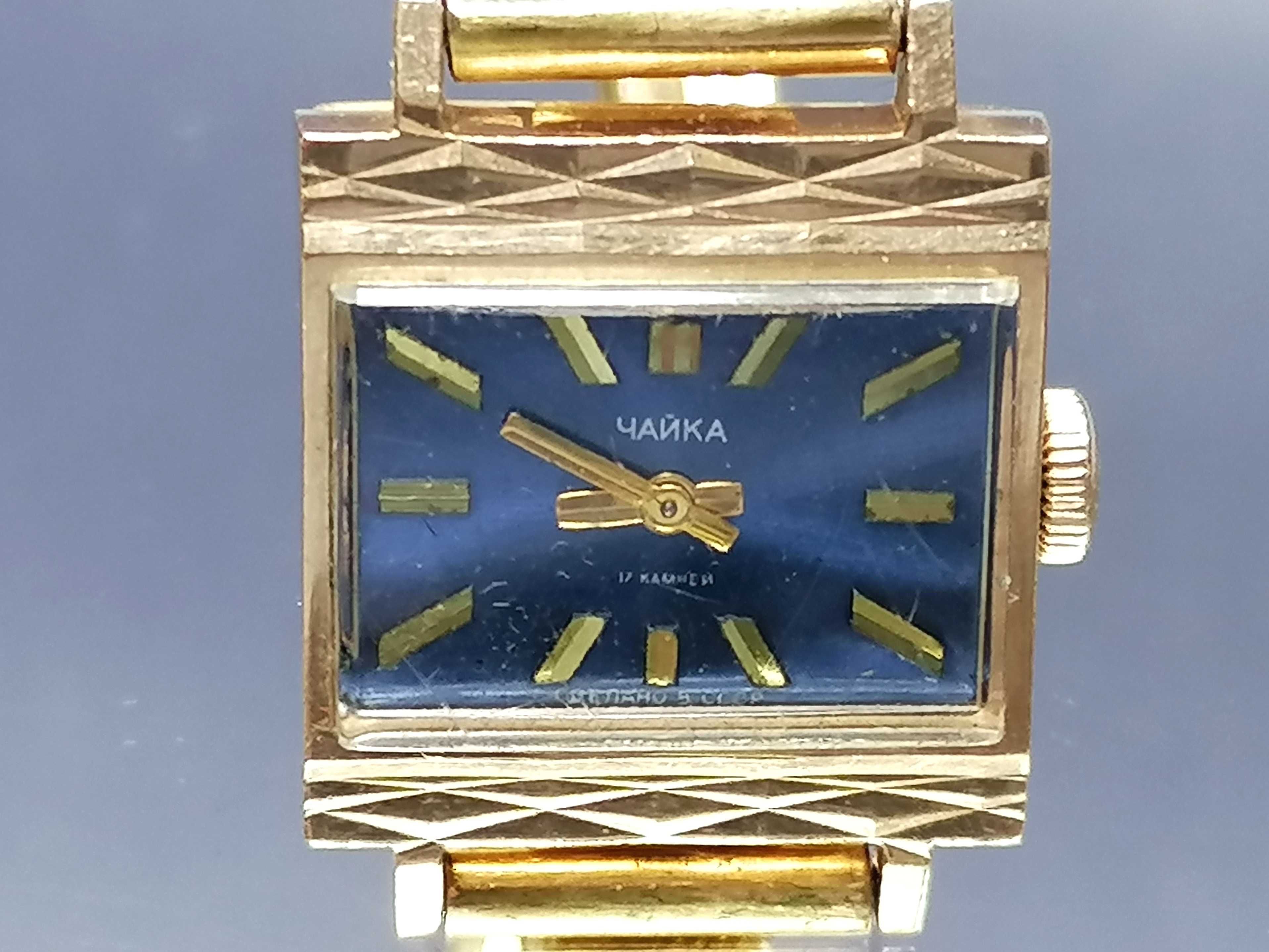 Damski zegarek z bransoletką, złoto 583, mechaniczny, Czajka