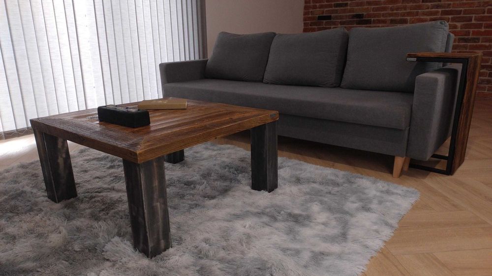 Zestaw stolik kawowy + boczny ze starego drewna LOFT OASIS