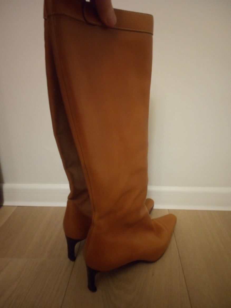 Włoskie buty damskie na obcasie, kozaki Ralph Lauren, roz. 39