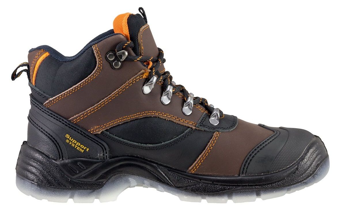 Buty robocze ochronne skórzane z metalowym podnoskiem wysokie BHP 43