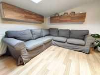 Komplet Sofa Narożna Ikea Ektorp 4 osobowa + fotel + podnóżek