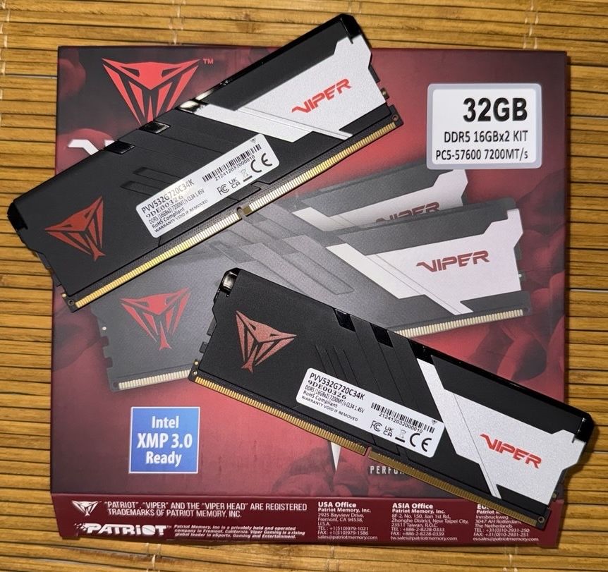 ОЗП Patriot Viper Venom DDR5‑7200 32 GB (2×16) PVV532G720C34K